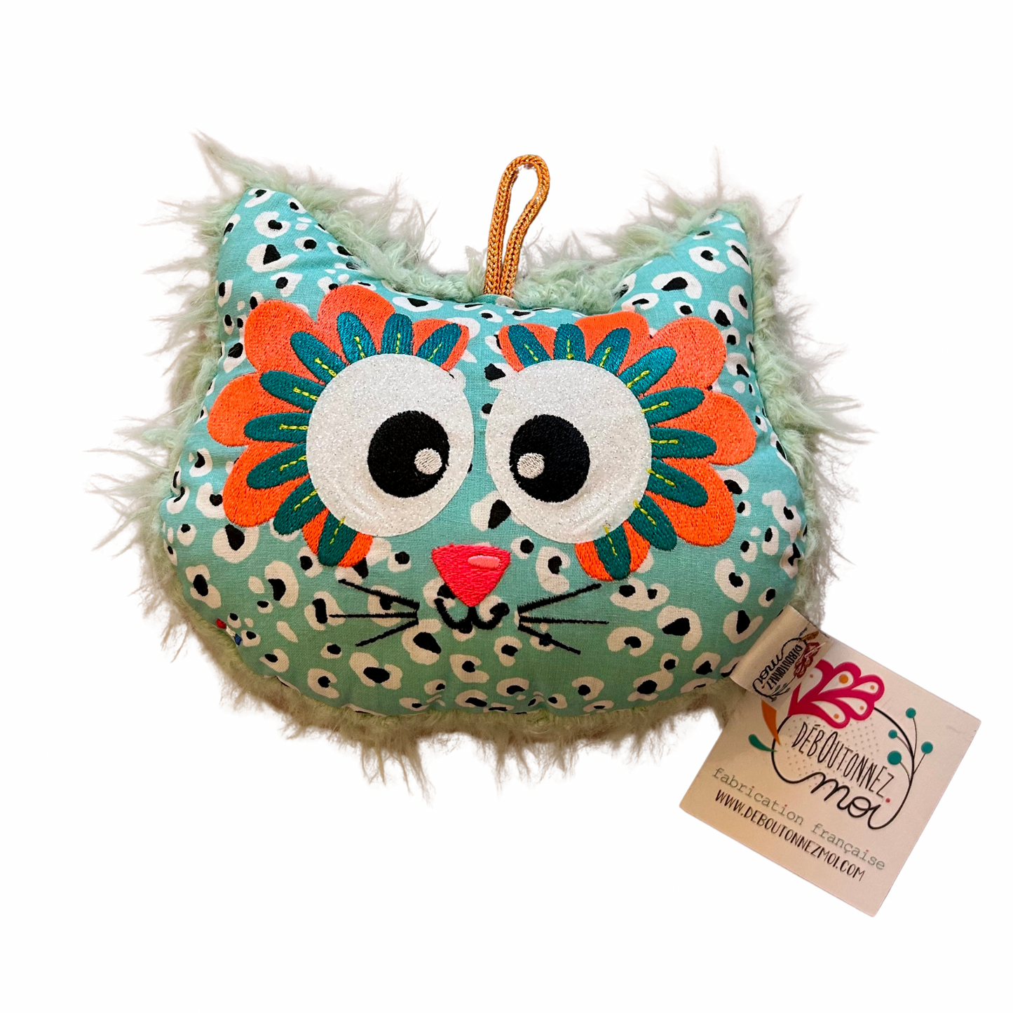 Coussin chat fleurs Déboutonnez-moi