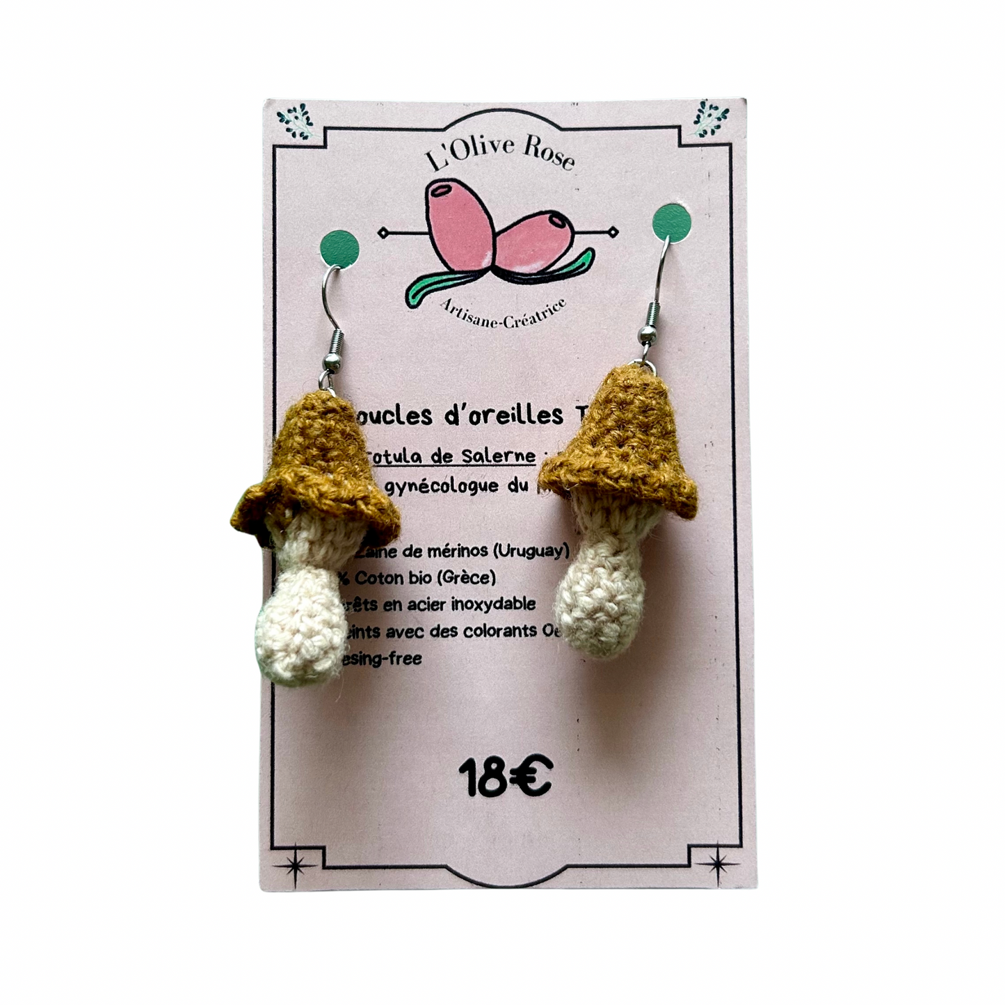 Boucles d’oreilles Trolula L’olive rose