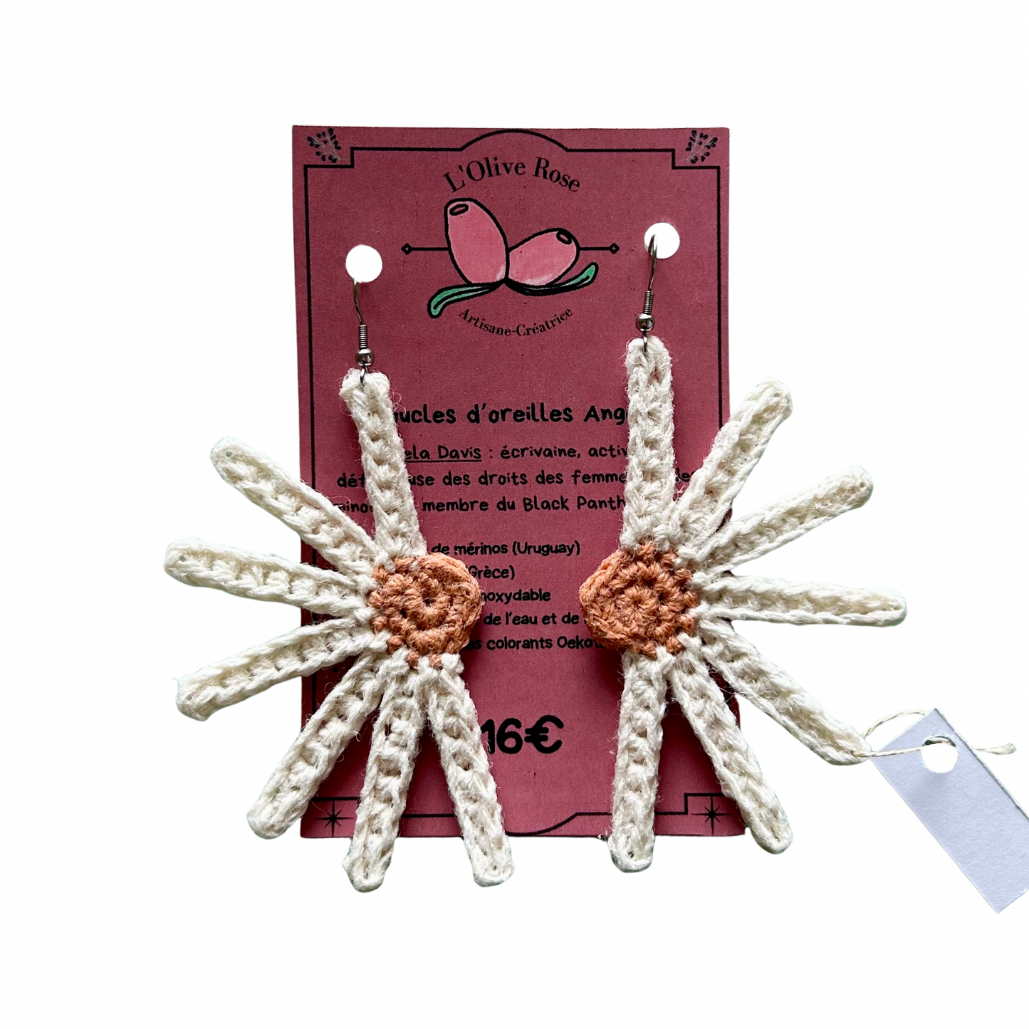 Boucles d’oreilles Angela L’olive rose