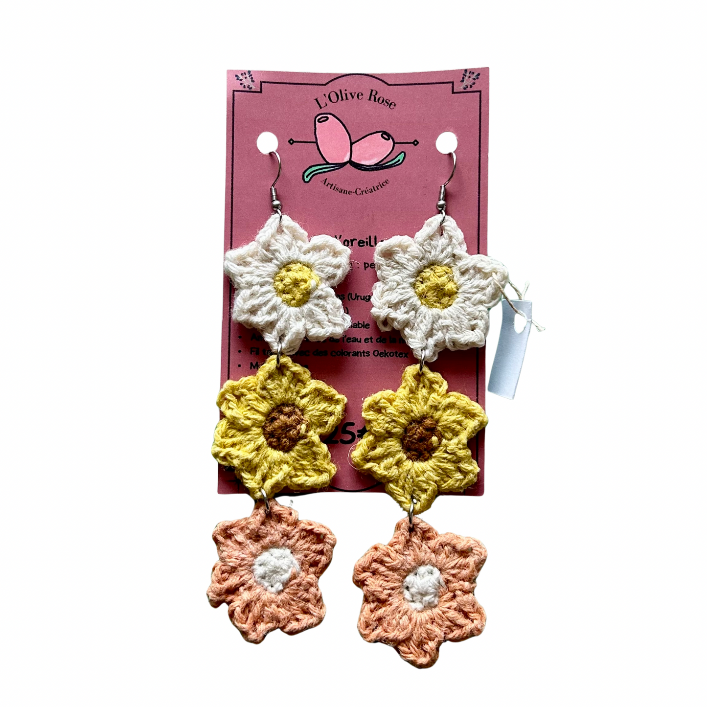 Boucles d'oreilles Frida l'Olive rose