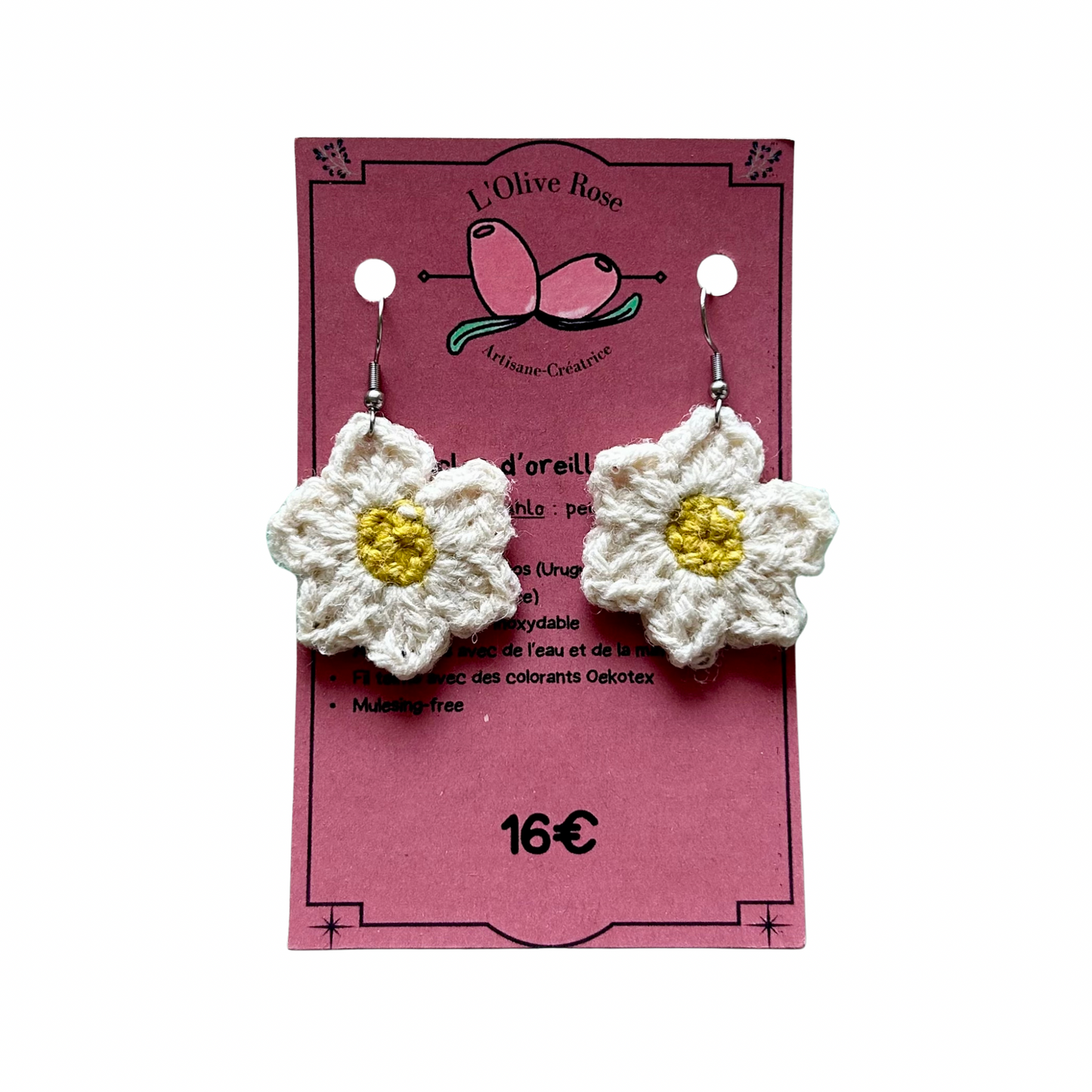 Boucles d'oreilles Frida L’olive rose