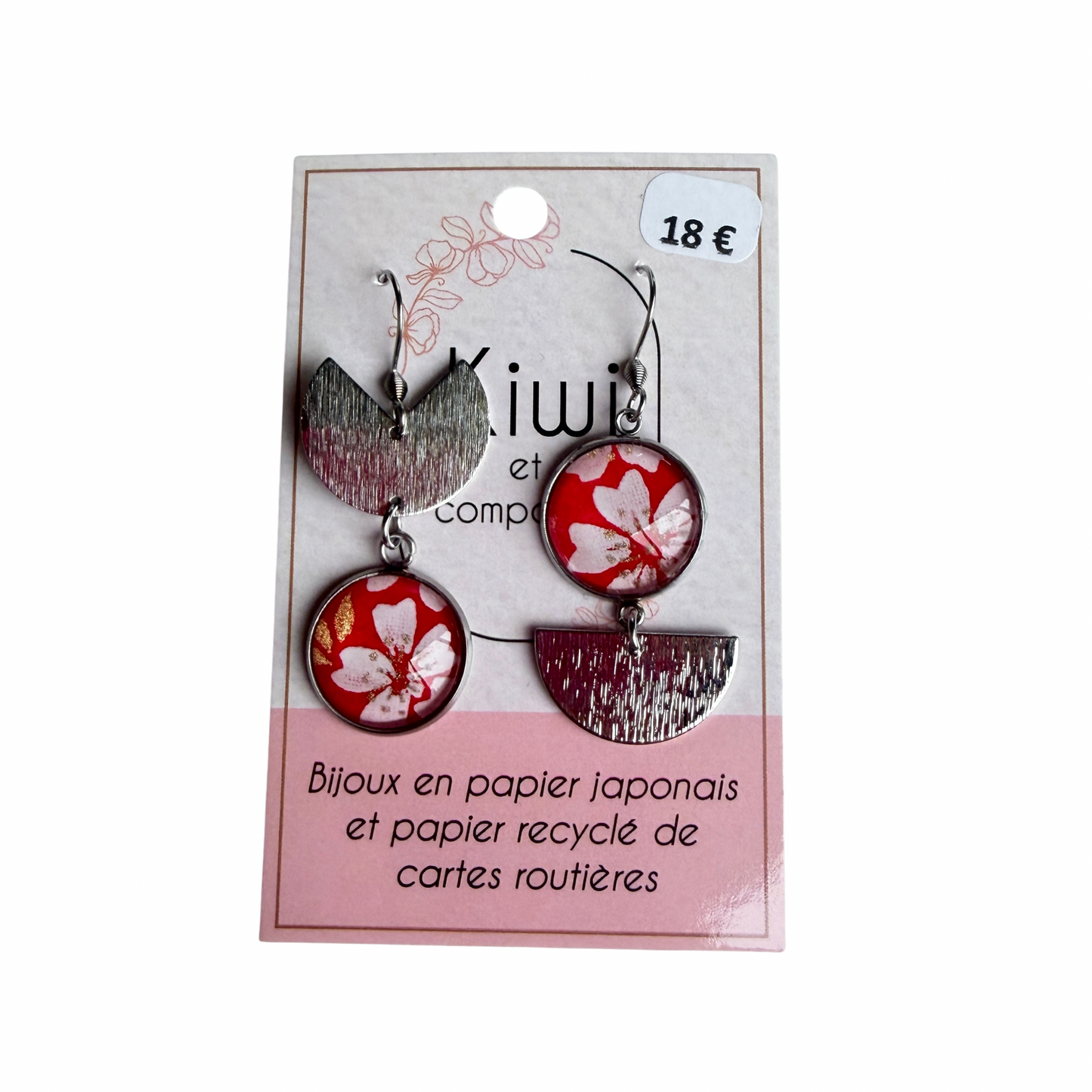 Boucles d’oreilles en papier japonais Kiwi & compagnie