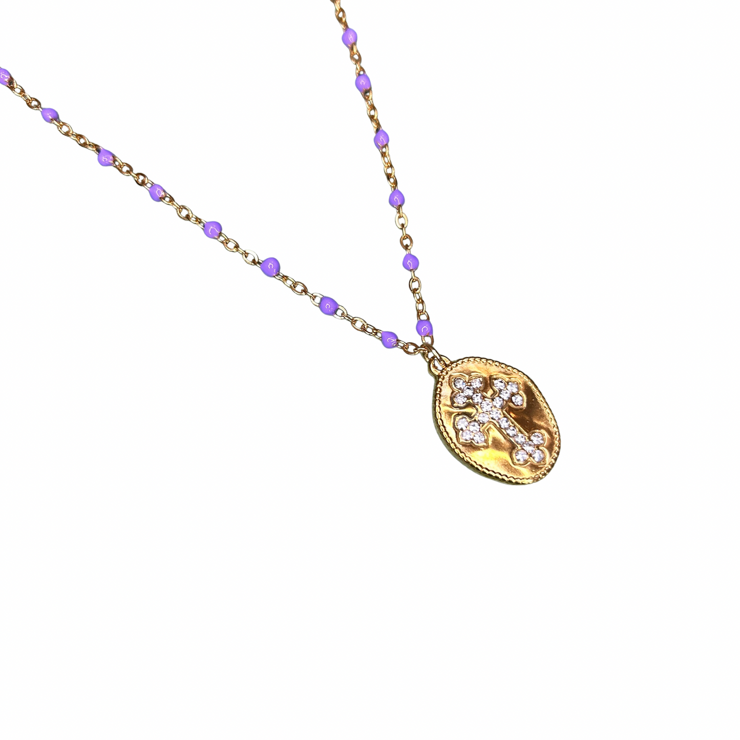 Collier pendentif perlé Lunaria