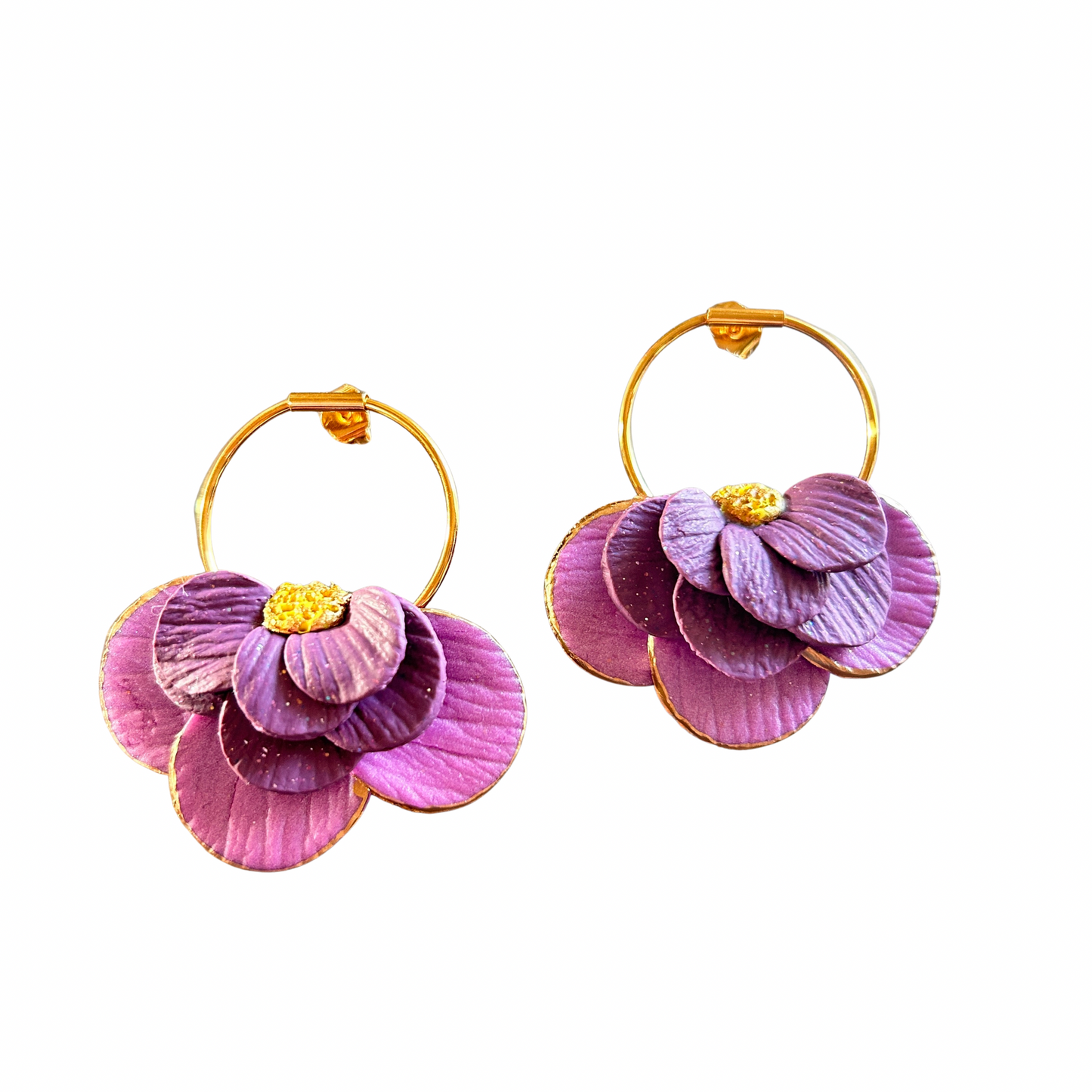 🌺 Boucles d’oreilles Pivoine Pistil’art