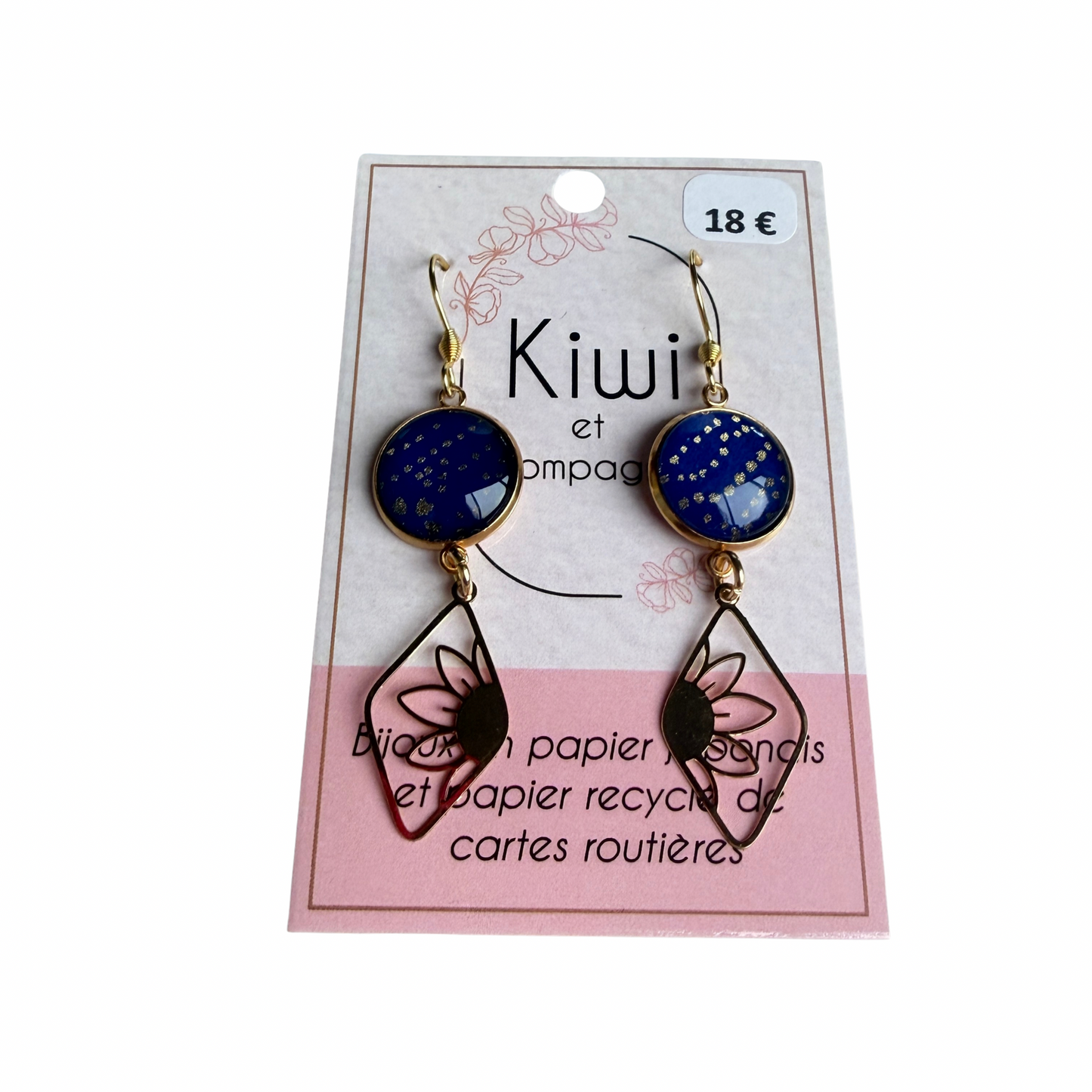 Boucles d’oreilles en papier japonais Kiwi & compagnie