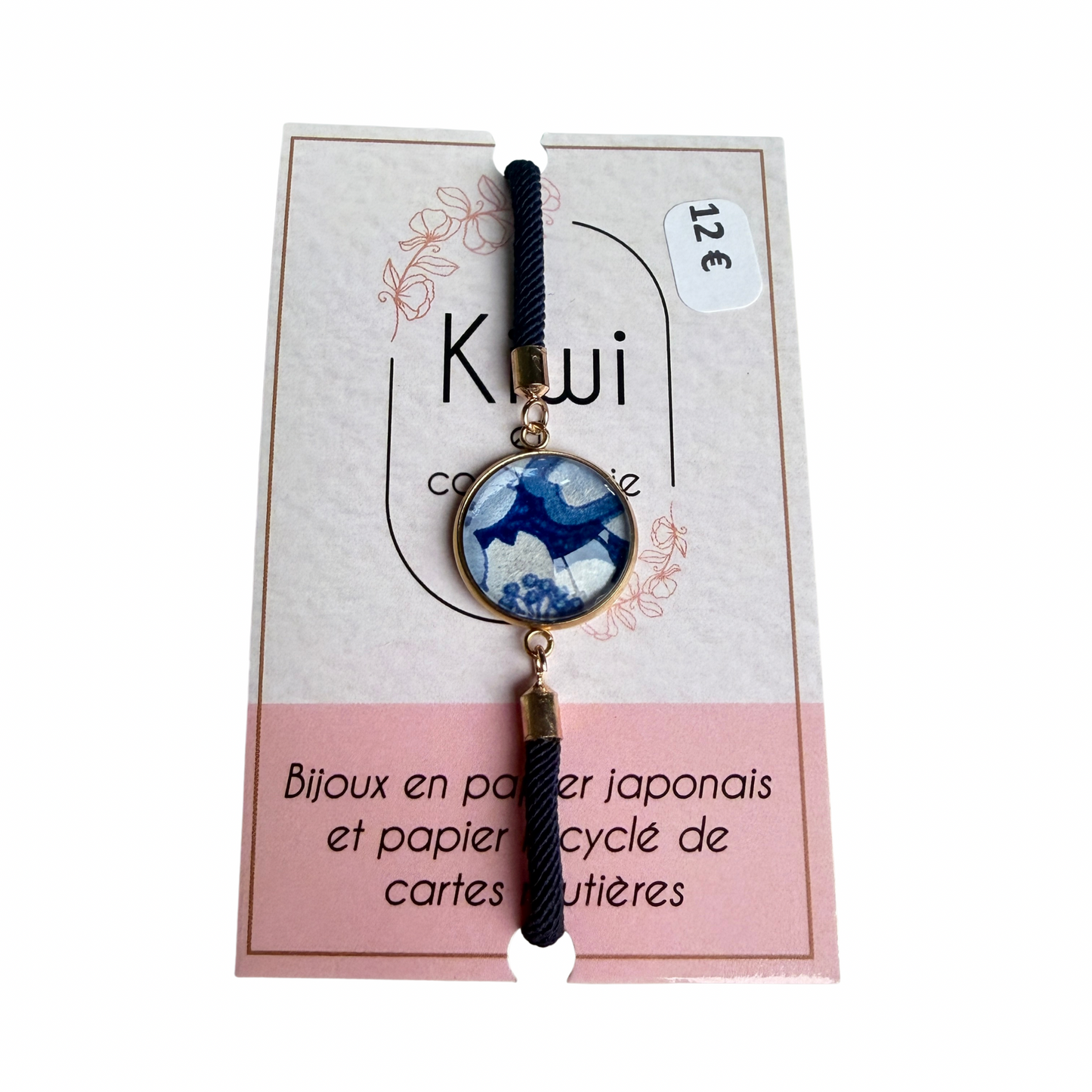 Bracelet en papier japonais Kiwi & japonais