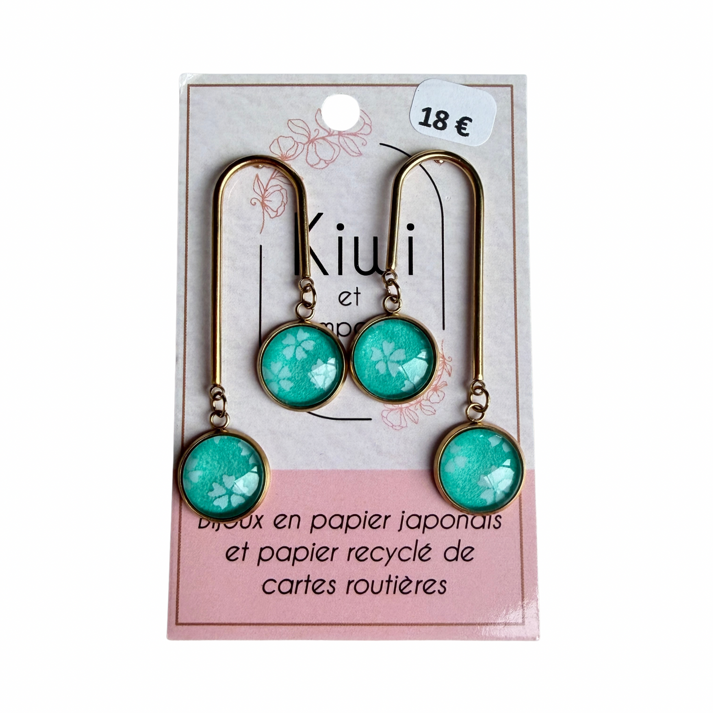 Boucles d’oreilles en papier japonais Kiwi & compagnie