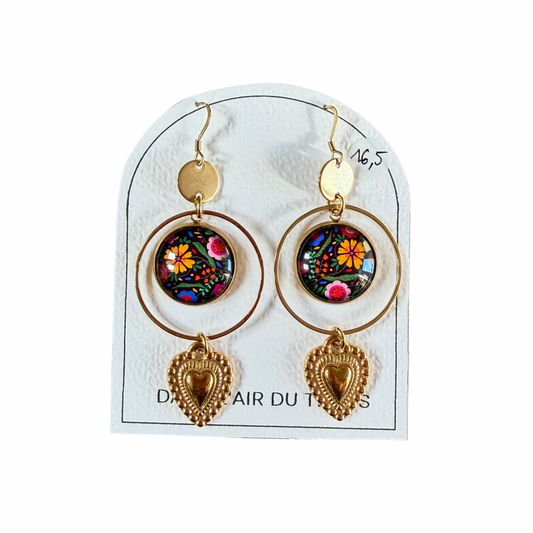 Boucles d’oreilles cabochon Dans l’air du temps