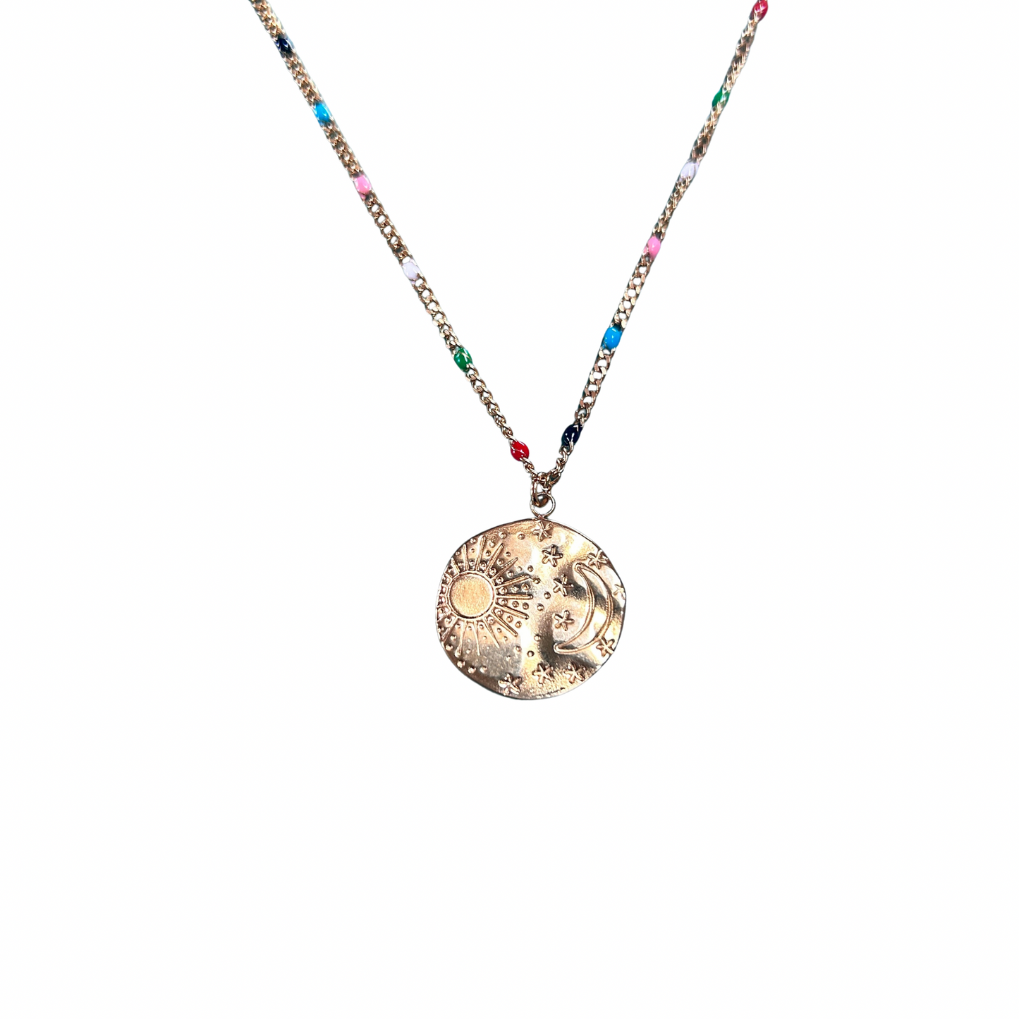 Collier pendentif perlé Lunaria