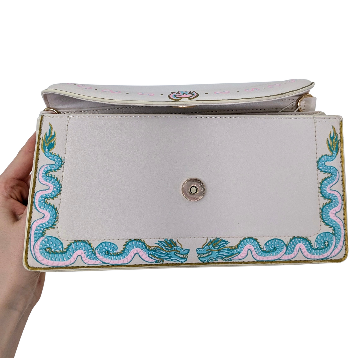 🐉 Sac crème peint à la main – Dragons & flammes Obb Odd