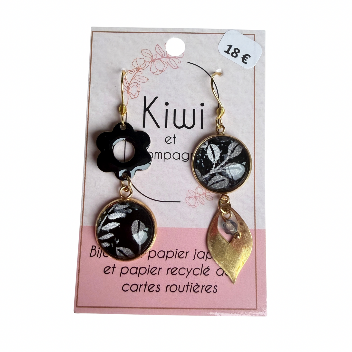 Boucles d’oreilles en papier japonais Kiwi & compagnie