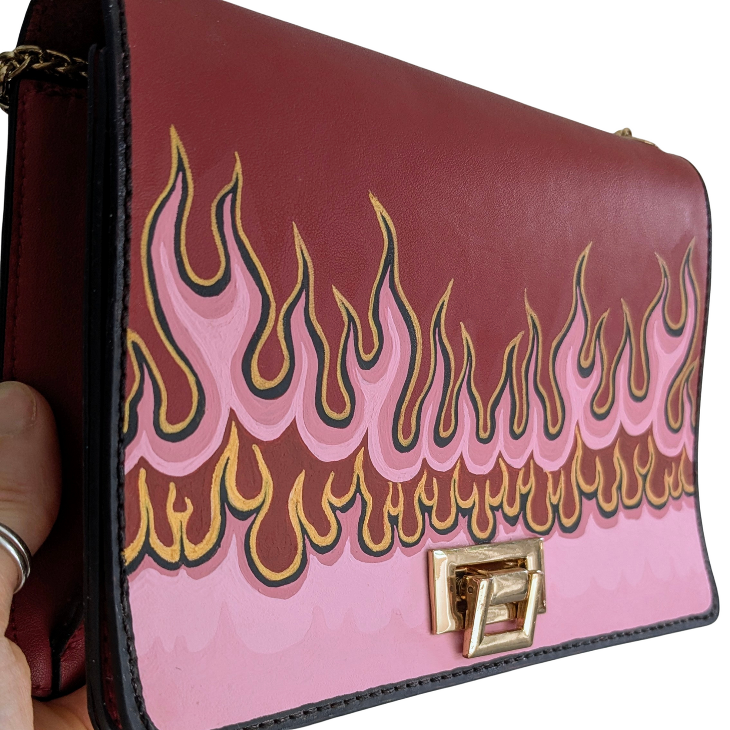 🔥 Petit sac bordeaux peint à la main Obb Odd