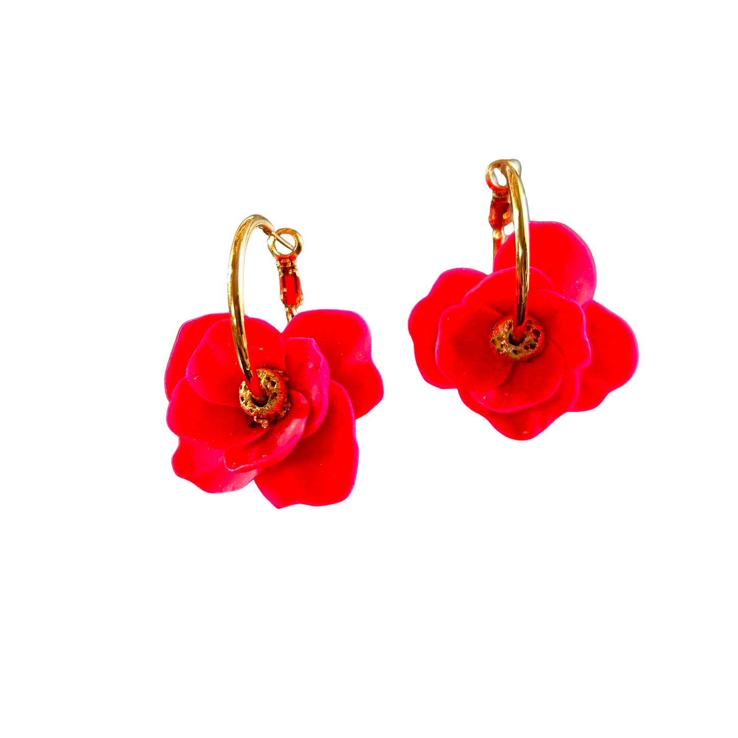 🌸 Boucles d’oreilles créoles Anémone Pistil’art