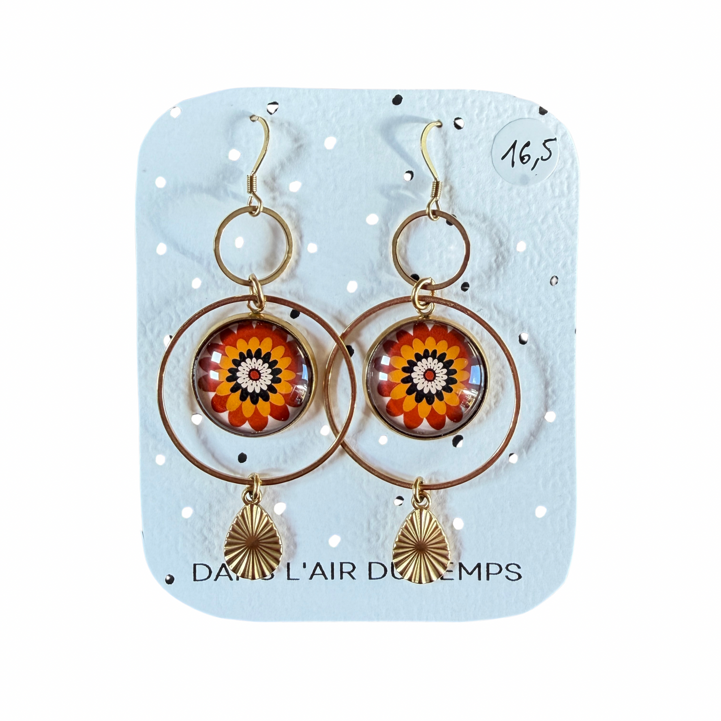 Boucles d’oreilles cabochon Dans l’air du temps