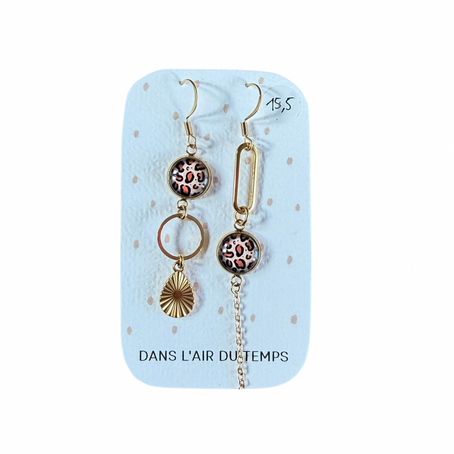 Boucles d’oreilles cabochon Dans l’air du temps