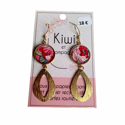 Boucles d’oreilles en papier japonais Kiwi & compagnie