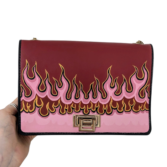 🔥 Petit sac bordeaux peint à la main Obb Odd