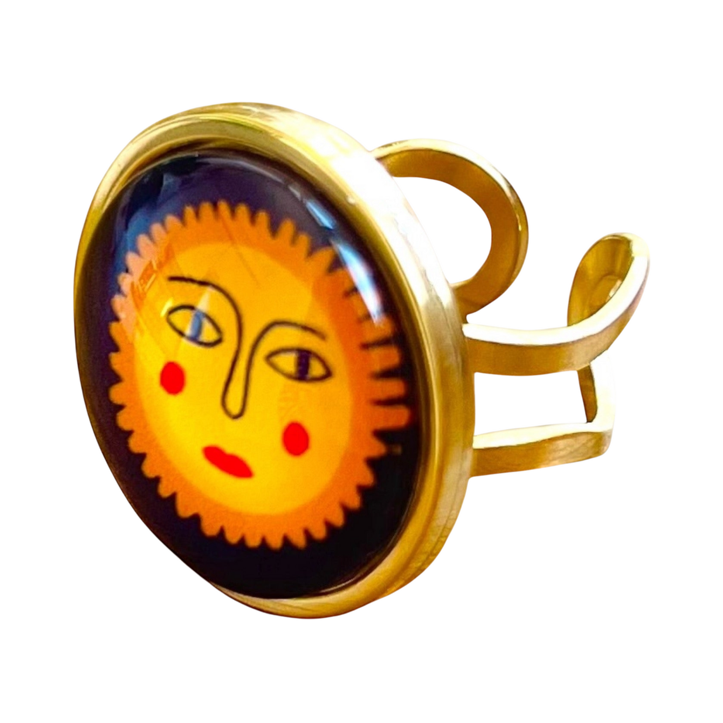 Bague cabochon dorée Dans l’air du temps