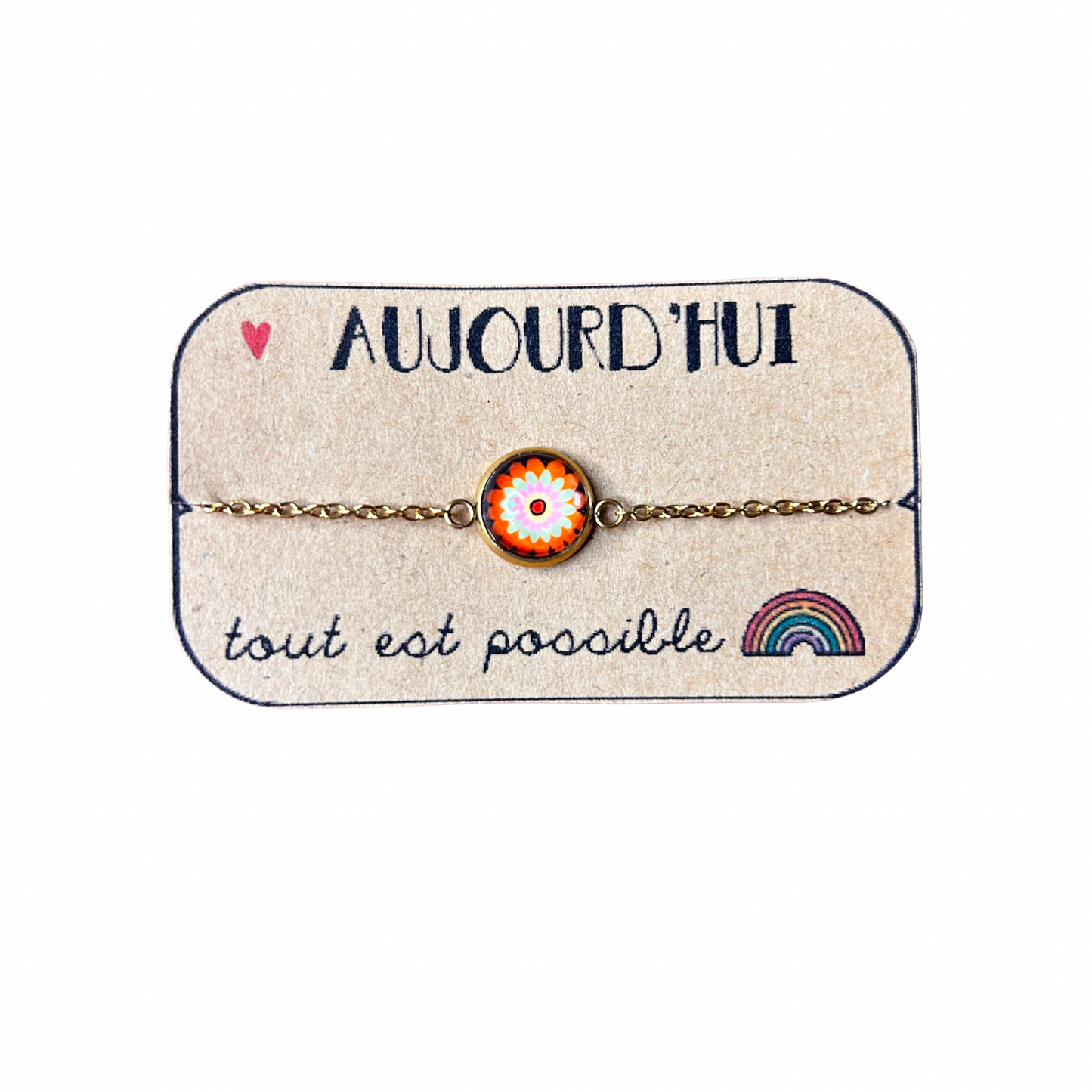 Bracelet cabochon doré Dans l’air du temps