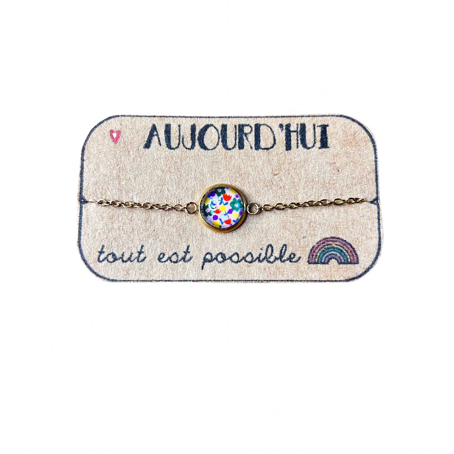 Bracelet cabochon doré Dans l’air du temps