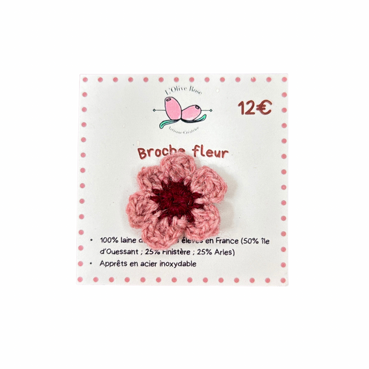 Broche fleur L’olive rose