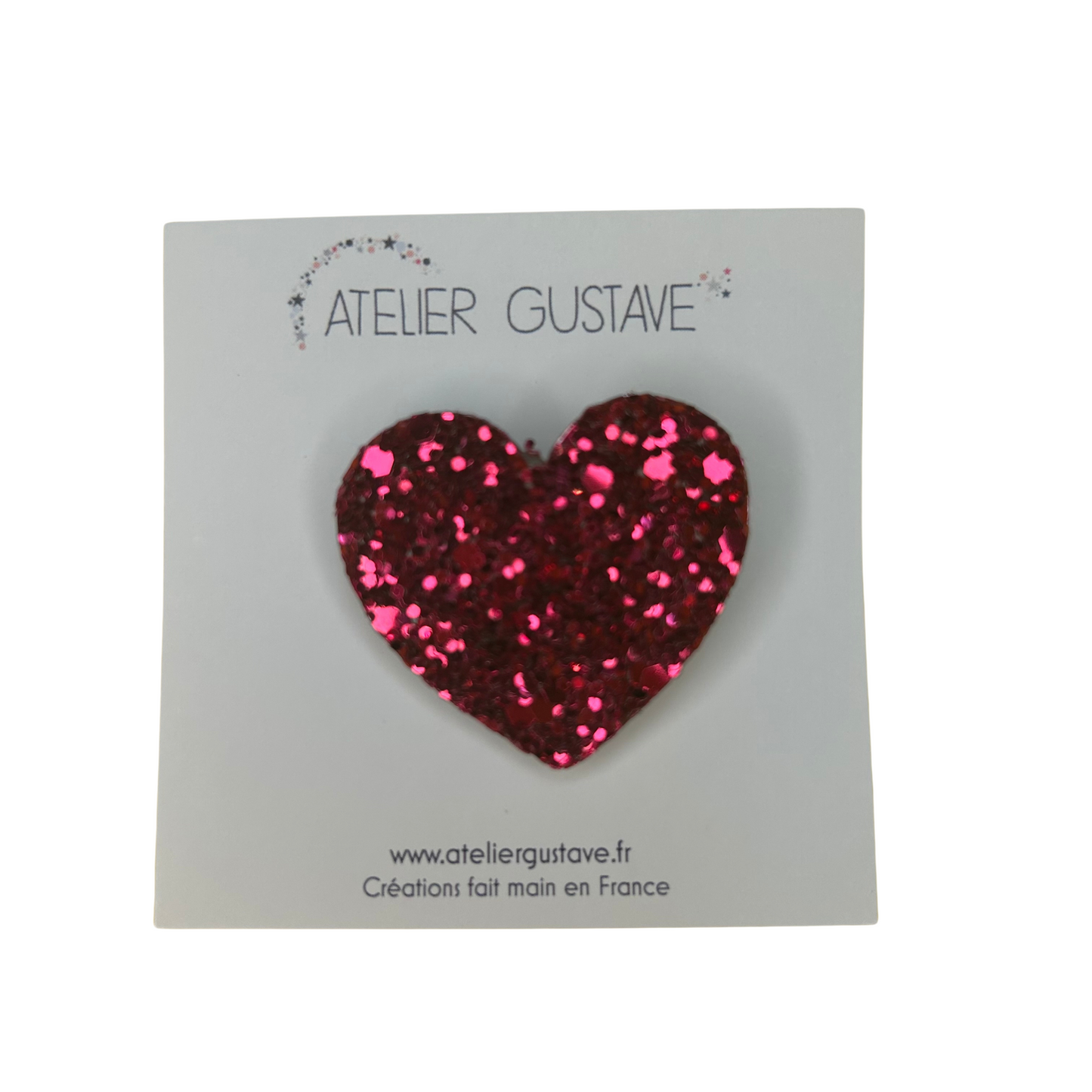 Broche cœur paillettes Atelier Gustave