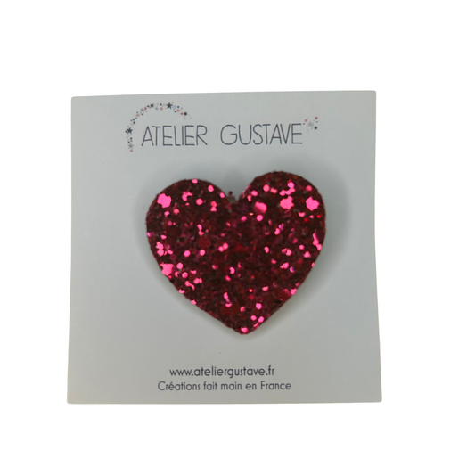 Broche cœur paillettes Atelier Gustave