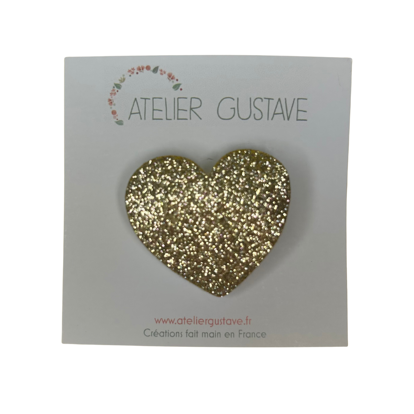 Broche cœur paillettes Atelier Gustave