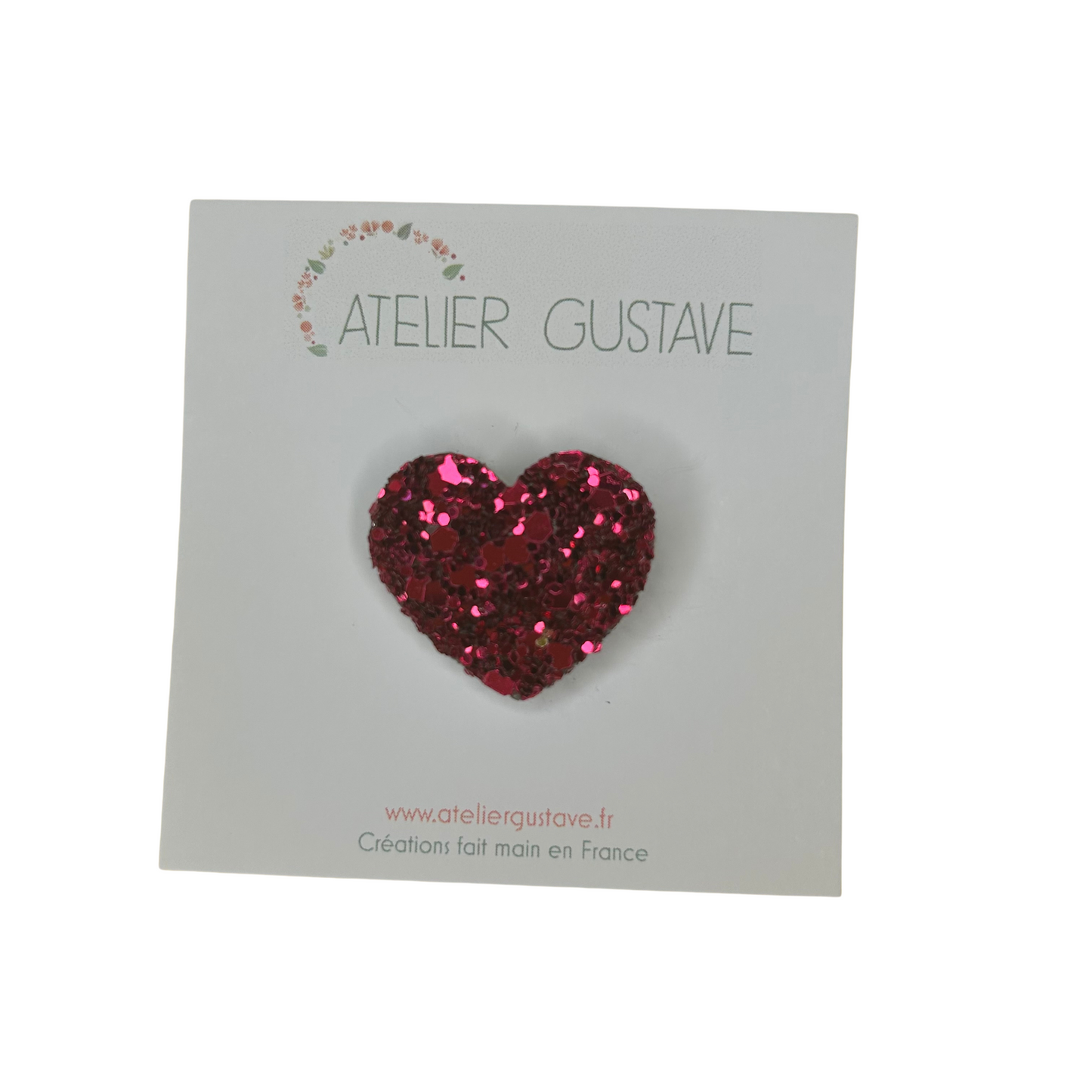 Broche cœur paillettes Atelier Gustave