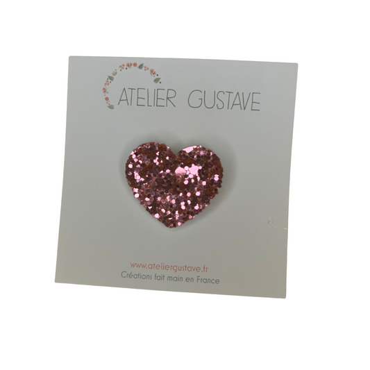Broche cœur paillettes Atelier Gustave
