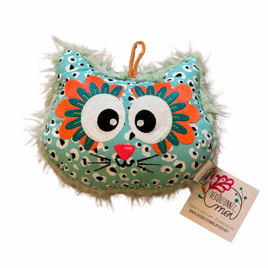 Coussin chat fleurs Déboutonnez-moi