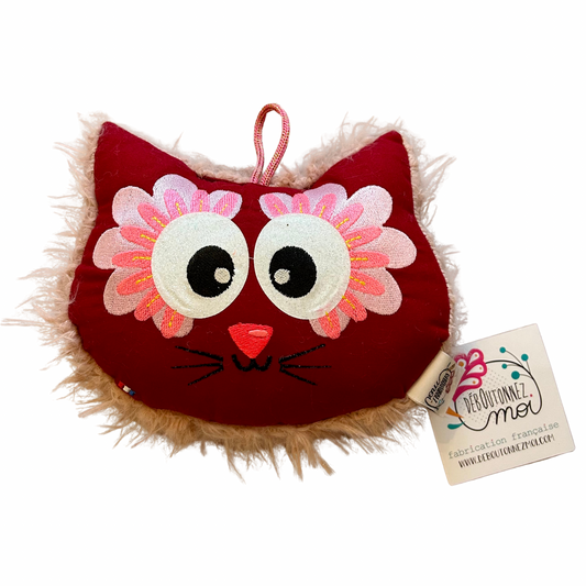 Coussin chat fleurs Déboutonnez-moi