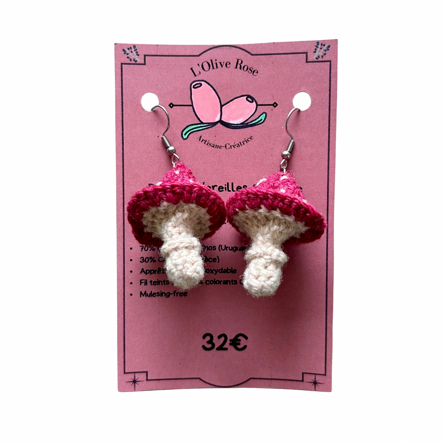 Boucles d’oreilles Florence L’olive rose