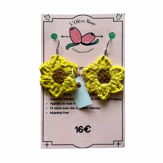 Boucles d'oreilles Frida l'Olive rose