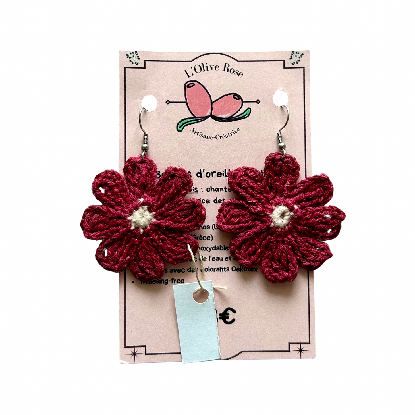 Boucles d'oreilles Betty l'Olive rose