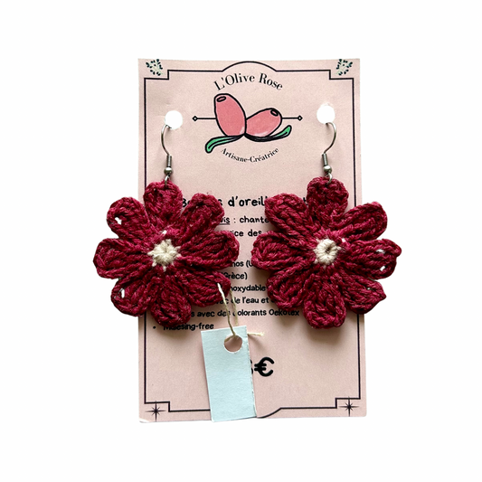 Boucles d'oreilles Betty l'Olive rose