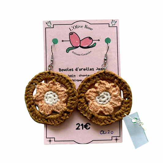 Boucles d'oreilles Janis L'Olive rose