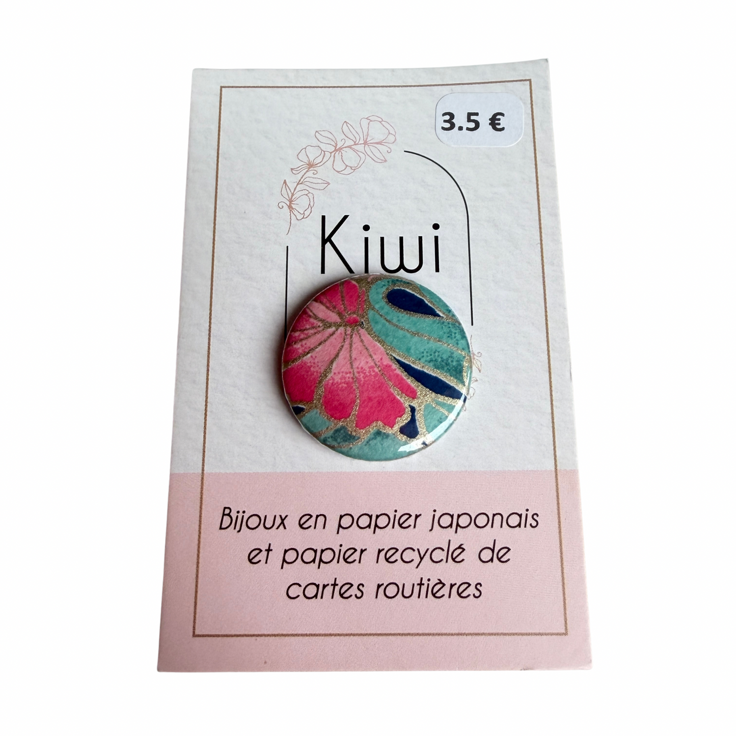 Badge en papier japonais Kiwi & compagnie