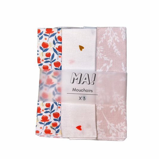 Lot de 3 mouchoirs Machatatelier