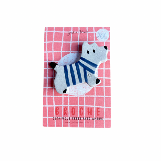 Broche en céramique en forme de chien Scottish, environ 3 cm, création Julie Petrolli
