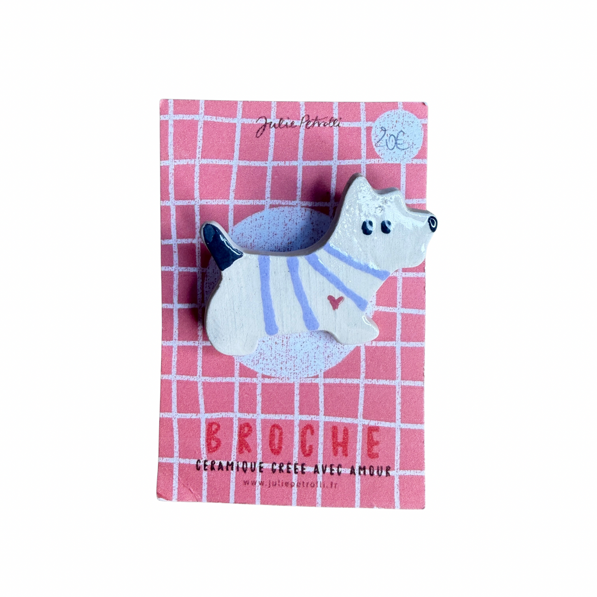 Broche en céramique en forme de chien Scottish, environ 3 cm, création Julie Petrolli