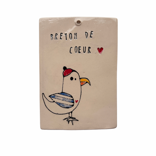 Carte postale en céramique illustrée artisanale décoration murale fait main