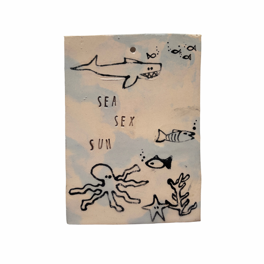 Carte postale en céramique illustrée artisanale décoration murale fait main