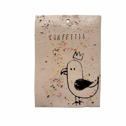 Carte postale en céramique illustrée artisanale décoration murale fait main